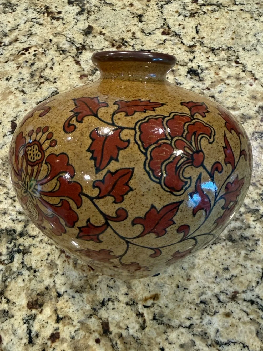 Vintage 90s Handmade Ceramic Bud Vase in Speckled Tan Brown - Picture 2 of 6